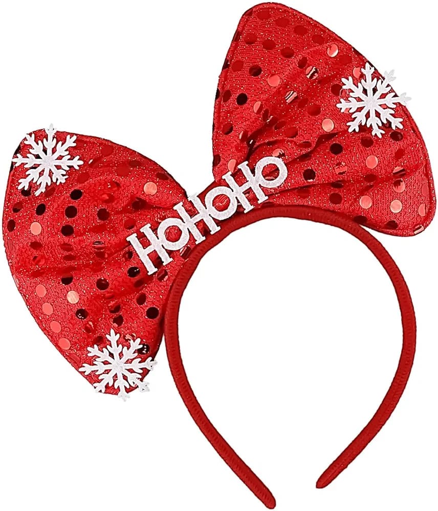 3 PCS CHRISTMASS BOW HEADBAND WITH LIGHTS - Red Sequin Bow Hair Hoop, Cute Big Bows Hair Band, Winter Xmas Headbands,  Holiday Party Gifts , Hair Accessory For Women And Kids .