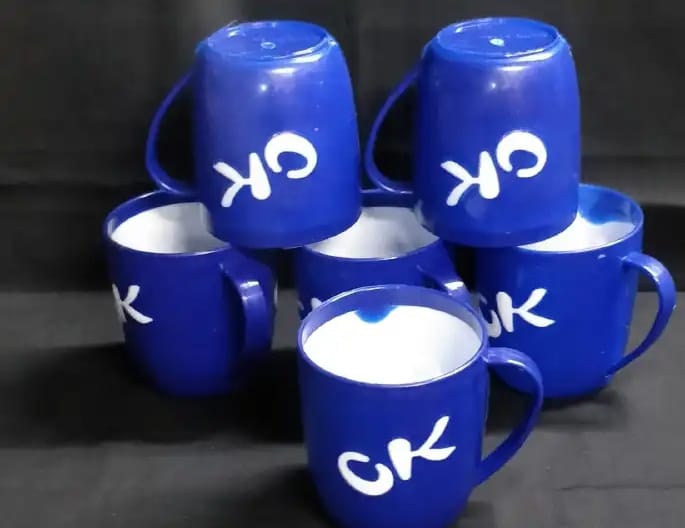 12 PCS 400 ML  ADIX CK PLASTIC MUGS - This set is made of strong polystyrene which allows you to reuse again and again, just the item you need for the summer holiday.
