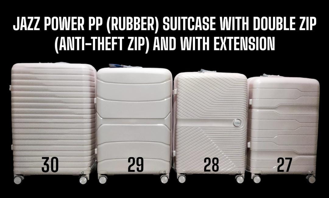 3 IN 1 JAZZ POWER PP (RUBBER) FIBER SUITCASE (SIZE 27) - With Double Zip (Anti Theft Zipper) With Extension,