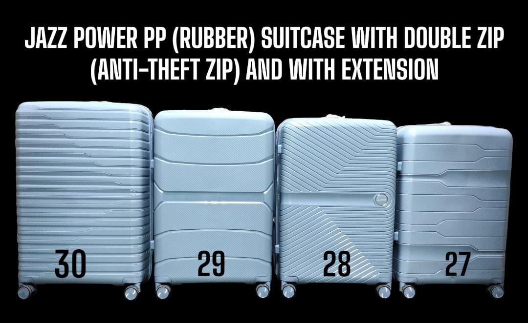 3 IN 1 JAZZ POWER PP (RUBBER) FIBER SUITCASE (SIZE 27) - With Double Zip (Anti Theft Zipper) With Extension,