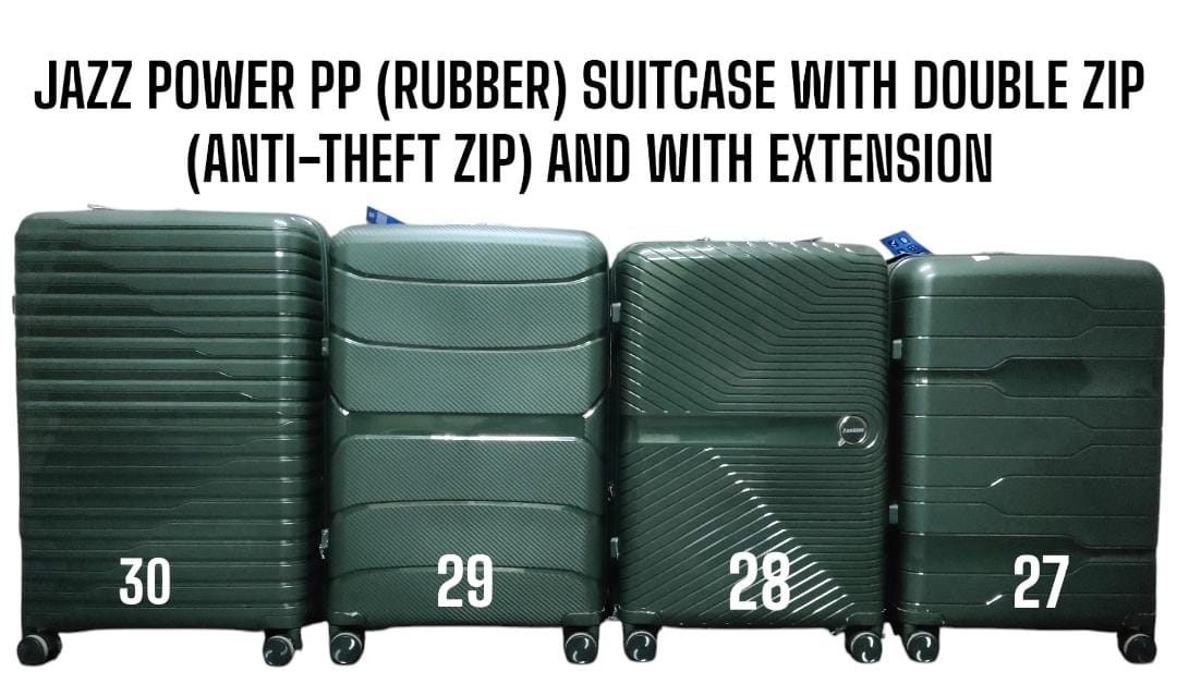 3 IN 1 JAZZ POWER PP (RUBBER) FIBER SUITCASE (SIZE 27) - With Double Zip (Anti Theft Zipper) With Extension,