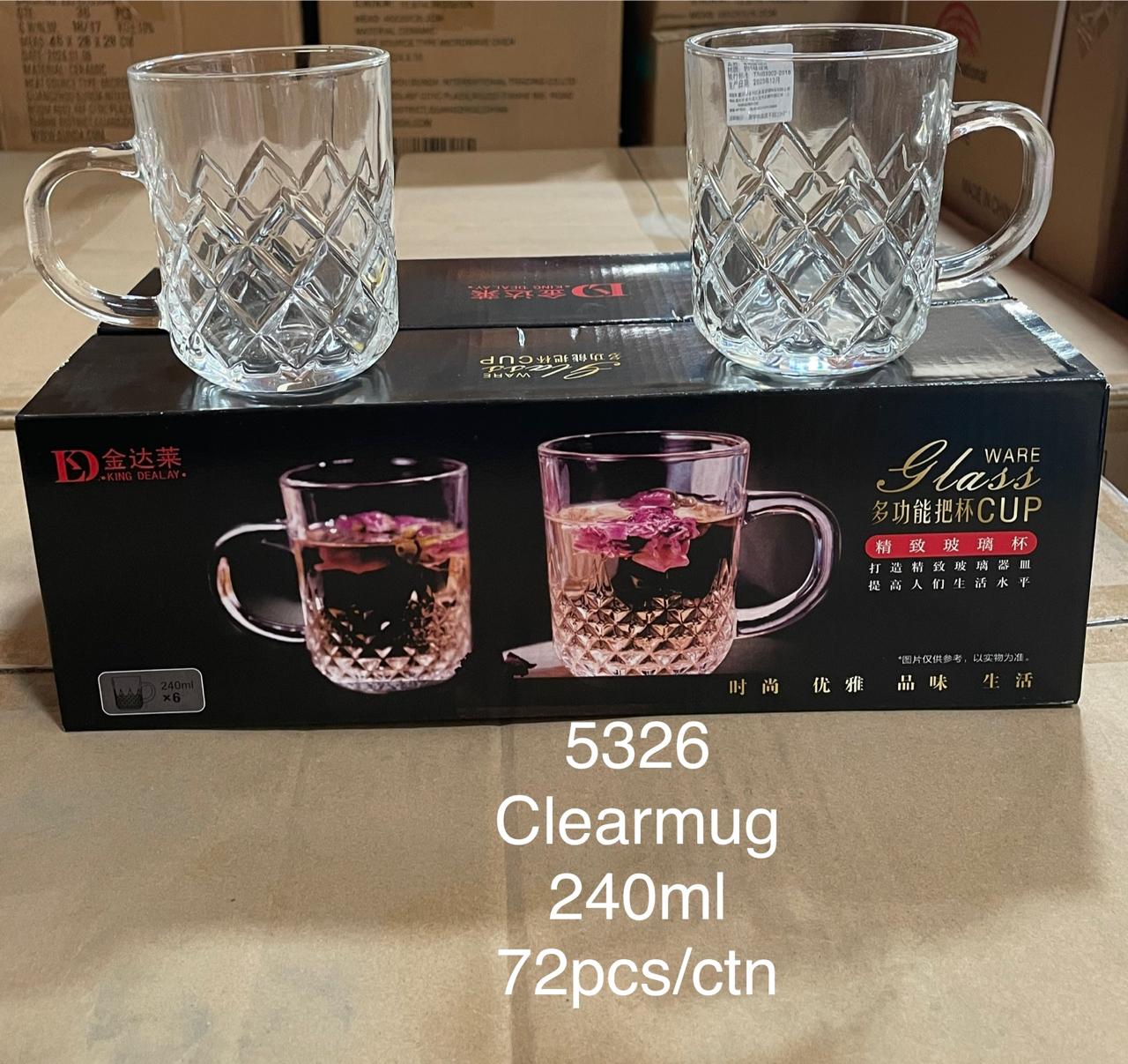6 PCS 240 ML HIGH QUALITY CLASSIC TRANSPARENT TEA/ COFFEE MUGS SET- Glassware Mug , Perfect for formal entertaining and everyday use, Ideal For Coffe , Tea