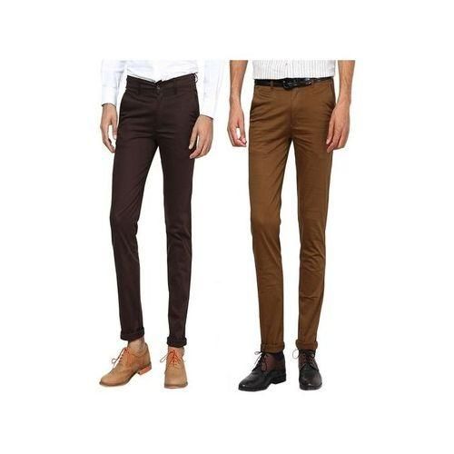Fashion Set Of 2 Men's Soft Slim Fit Khaki Trousers, Black & Chocolate -  a slight Stretch and breathable hence makes movement easier and comfy, can be  warn as casual, business and official.