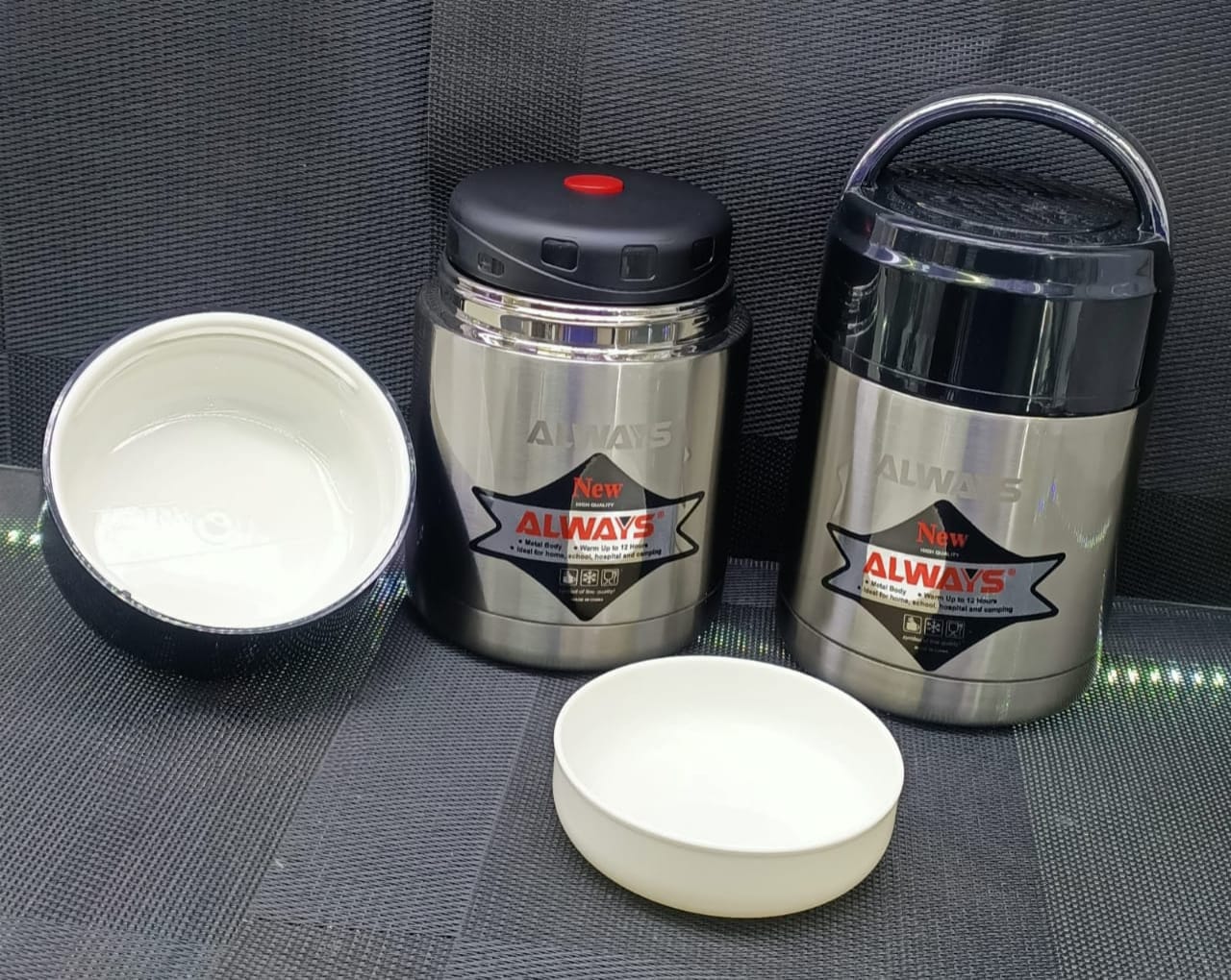 Always Stainless Steel Food Flask, Keeps food warm for up to 24 hours, Easy to fill, serve, and clean.