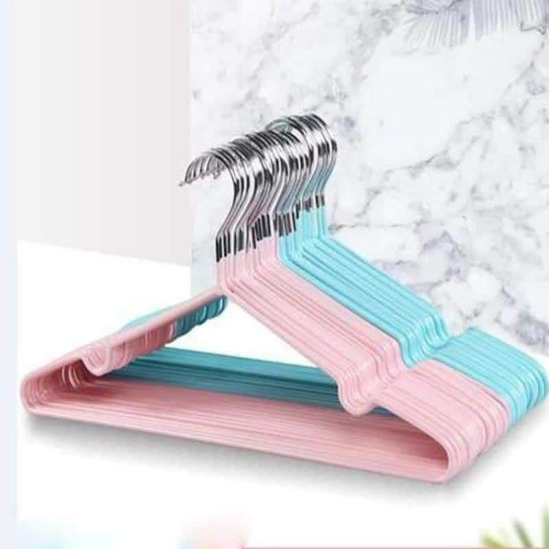 10 Pcs Strong Clothes Hanger Stainless Steel With Rubber Coating