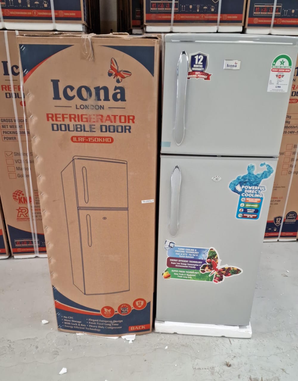Icona 138 Litres Double Door Refrigerator with Handle – Energy Efficient Fridge, Double Door Design with Top Freezer Compartment, Elegant Handle for Easy Opening and Modern Look.