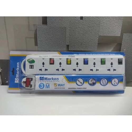 Marken 5way Extension With 2 USB Ports With 3M Cable - Durable