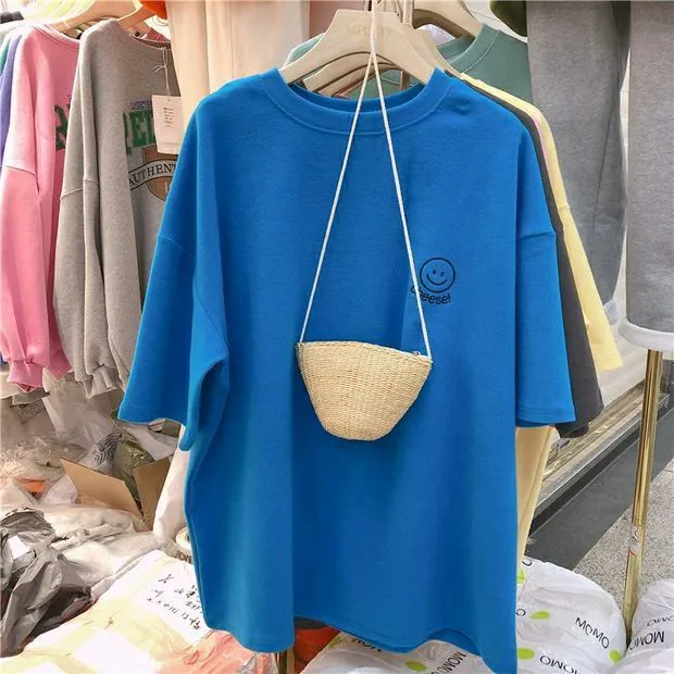 New product selection: Embroidered short sleeved T-shirt for women's Instagram fashion, 2024 summer outfit, new Korean loose plus size student T-shirt, Dongdaemun women's clothing