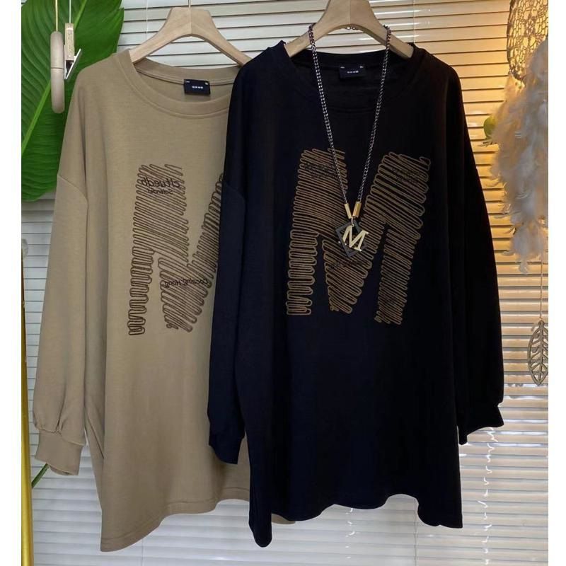 New product selection: Fat MM 300 pounds plus size, loose belly covering long sleeved top, women's Korean version, mid to long length, lazy style, versatile hoodie, trendy