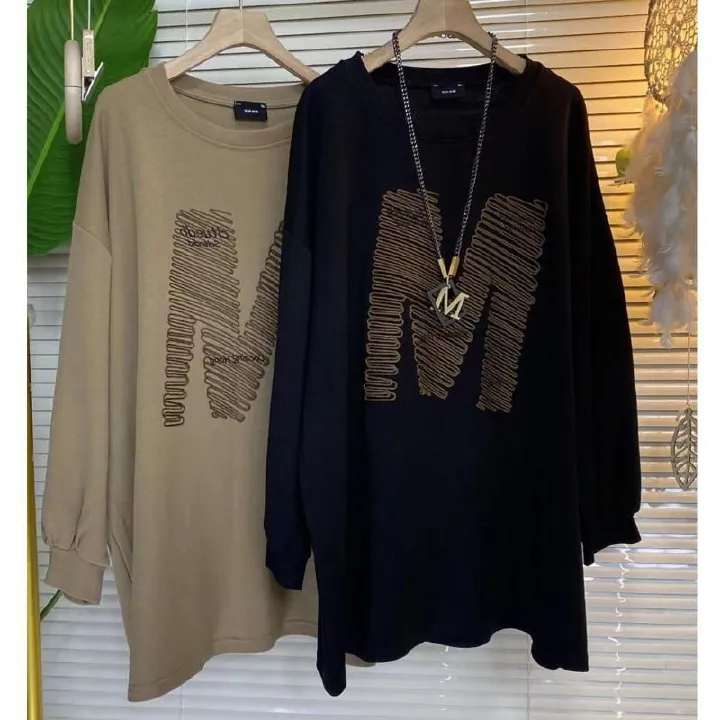 New product selection: Fat MM 300 pounds plus size, loose belly covering long sleeved top, women's Korean version, mid to long length, lazy style, versatile hoodie, trendy