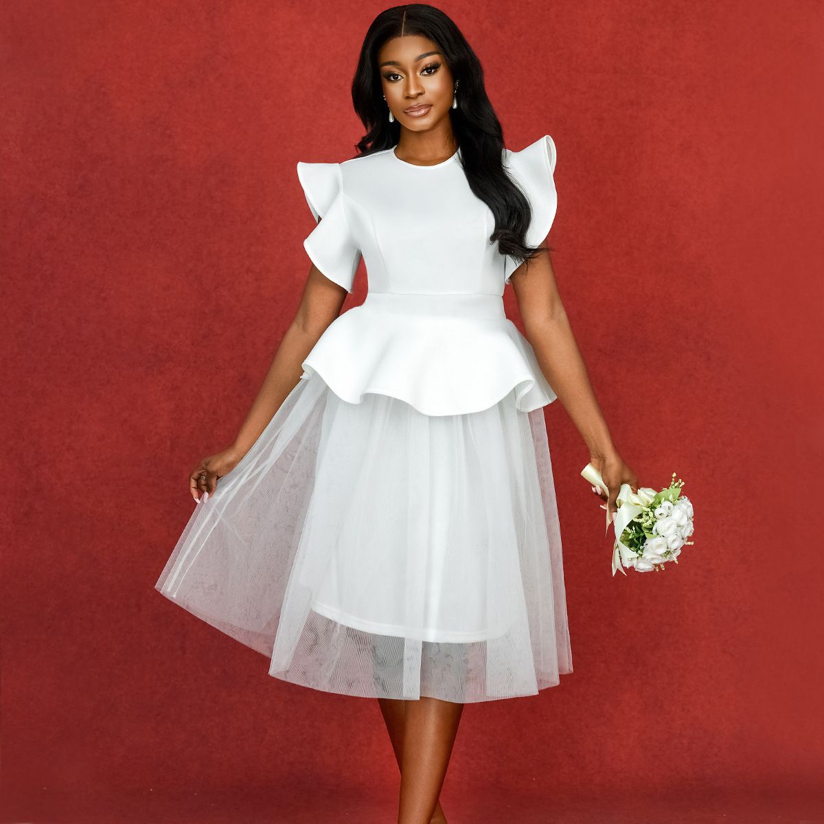 New Product Selection AM041119 Cross border New Mesh Puff Skirt Cake Skirt Party Cocktail Party Wedding Host Dress Dress
