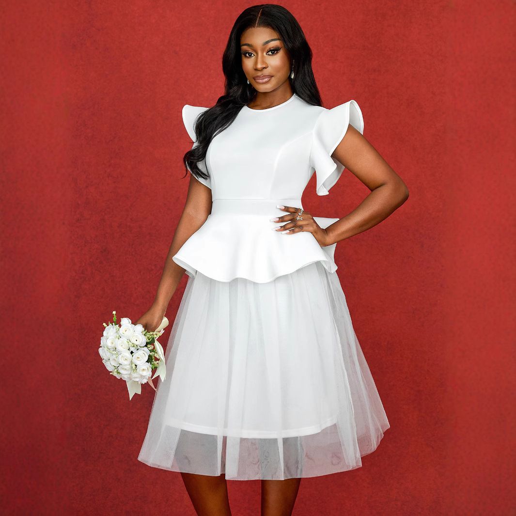 New Product Selection AM041119 Cross border New Mesh Puff Skirt Cake Skirt Party Cocktail Party Wedding Host Dress Dress