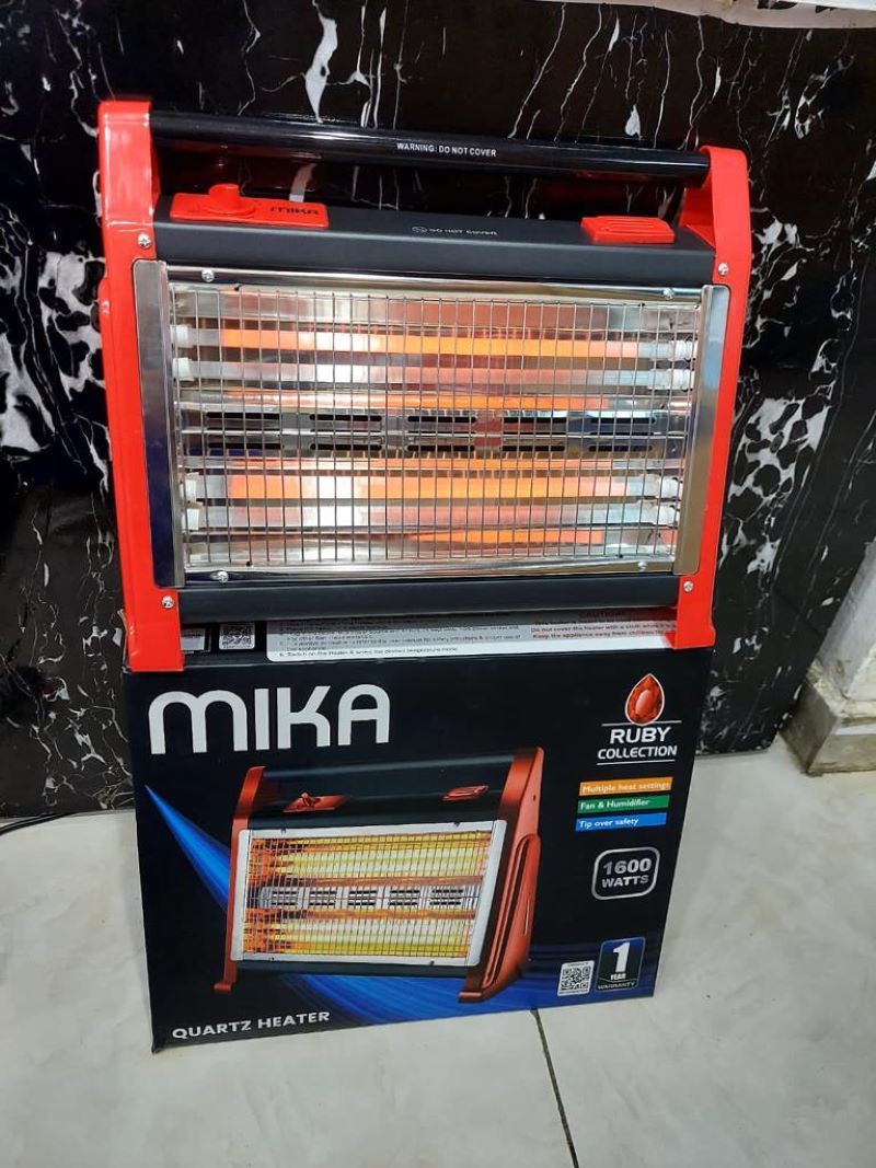 RESTOCKED Mika Quartz Heater, 800-1600W, Red & Black Space Heaters