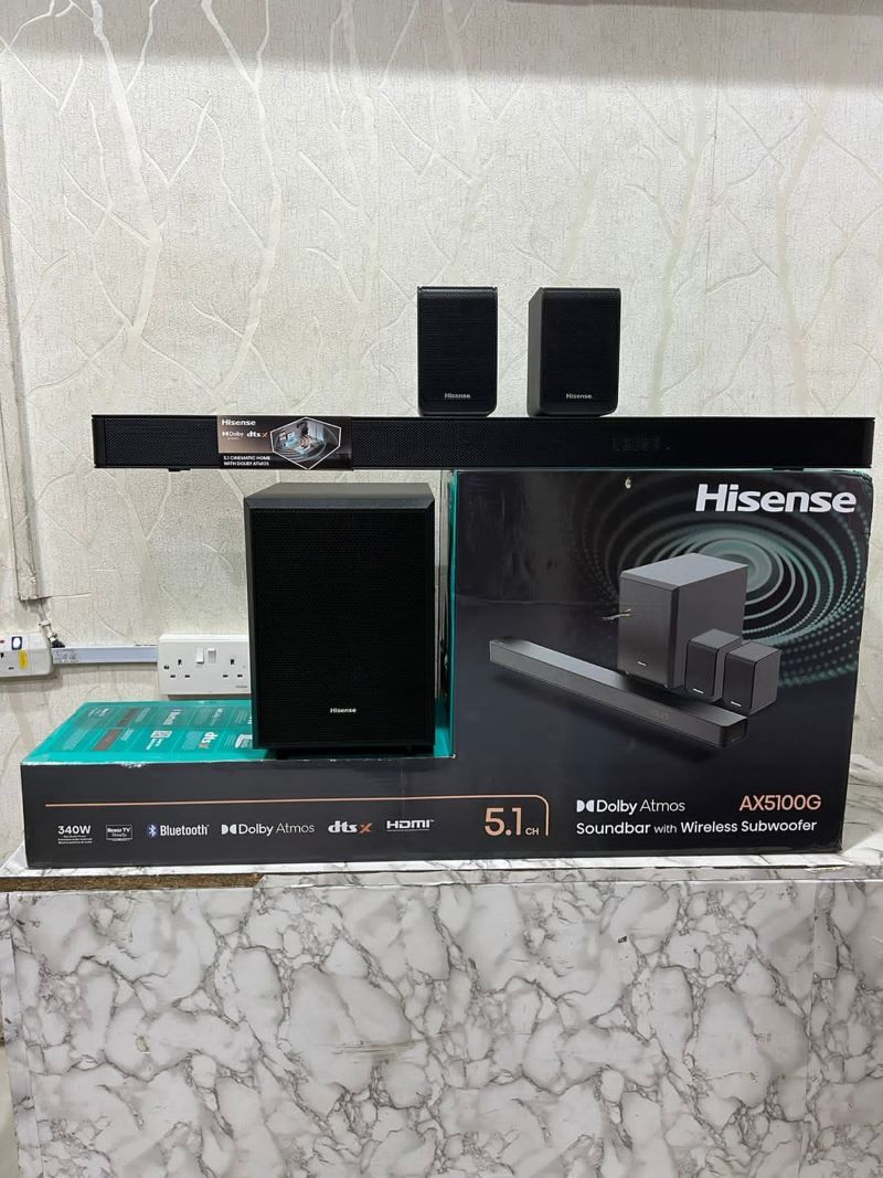 RESTOCKED HISENSE SOUNDBAR AX5100G 5.1 Surround Sound 340W Output Power Bluetooth 5.0
