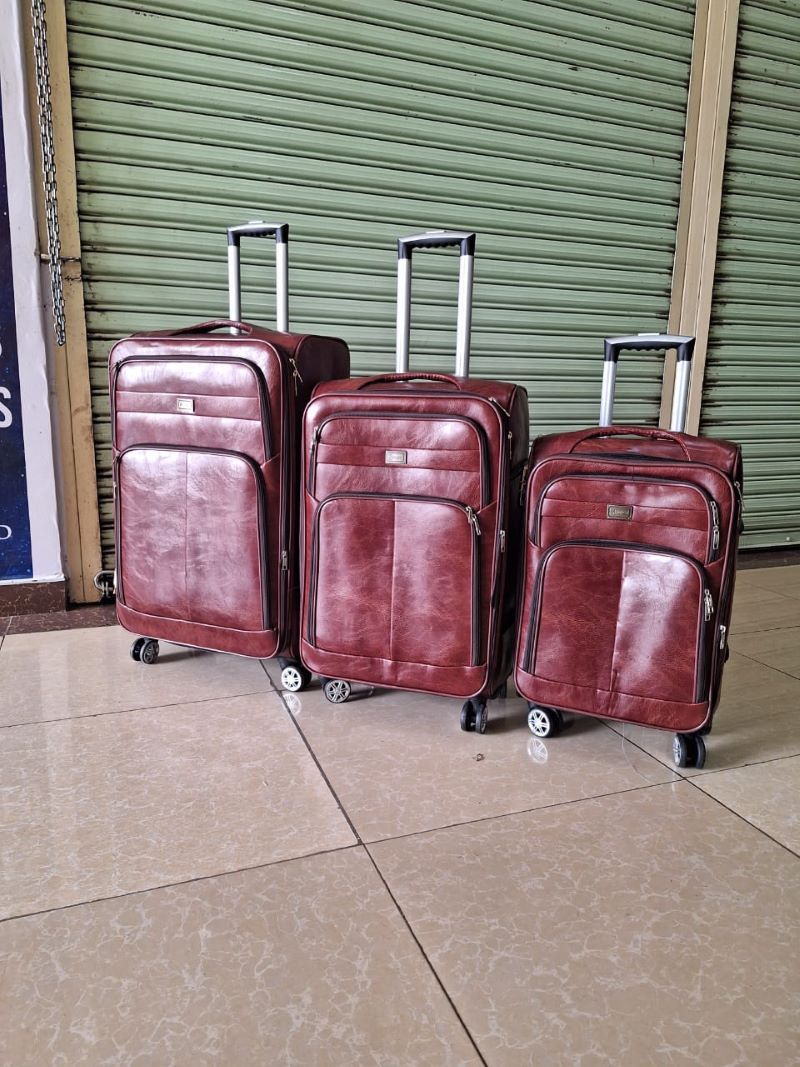 Elegant 3-Piece PU Leather Luggage Set (28", 24", 22") for Stylish Travel
