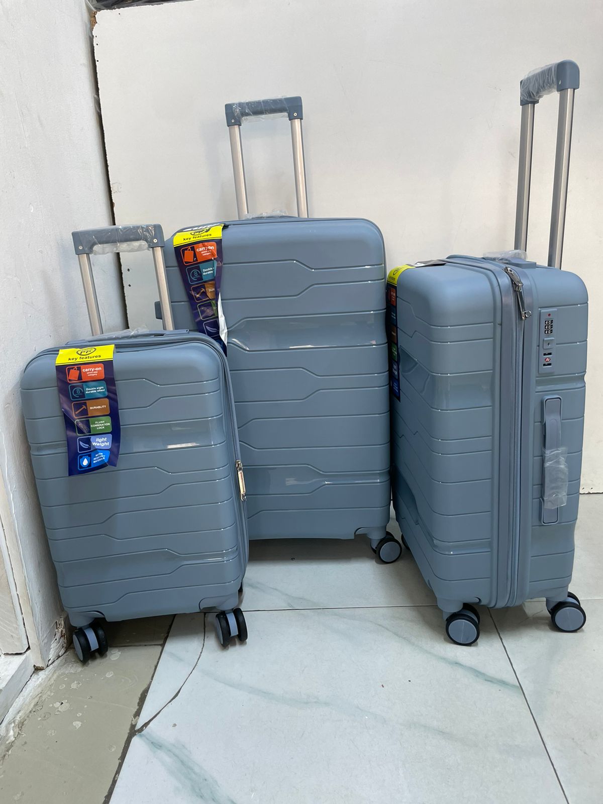 Unbreakable Rubber PP 3-in-1 Suitcase Set - Beautiful Colors, Lightweight, Scratch-Resistant with 360° Wheel Rotation & Easy-to-Lock 3-Digit Combination Code