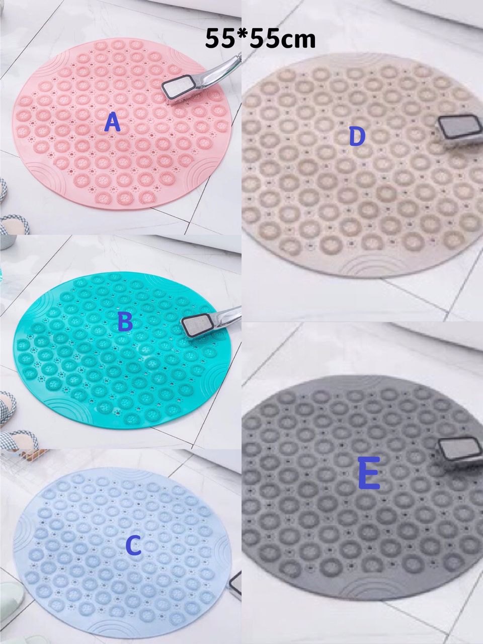 55x55cm Non-Slip Anti-Skid Round Bath & Shower Mat - Safety and Comfort Combined