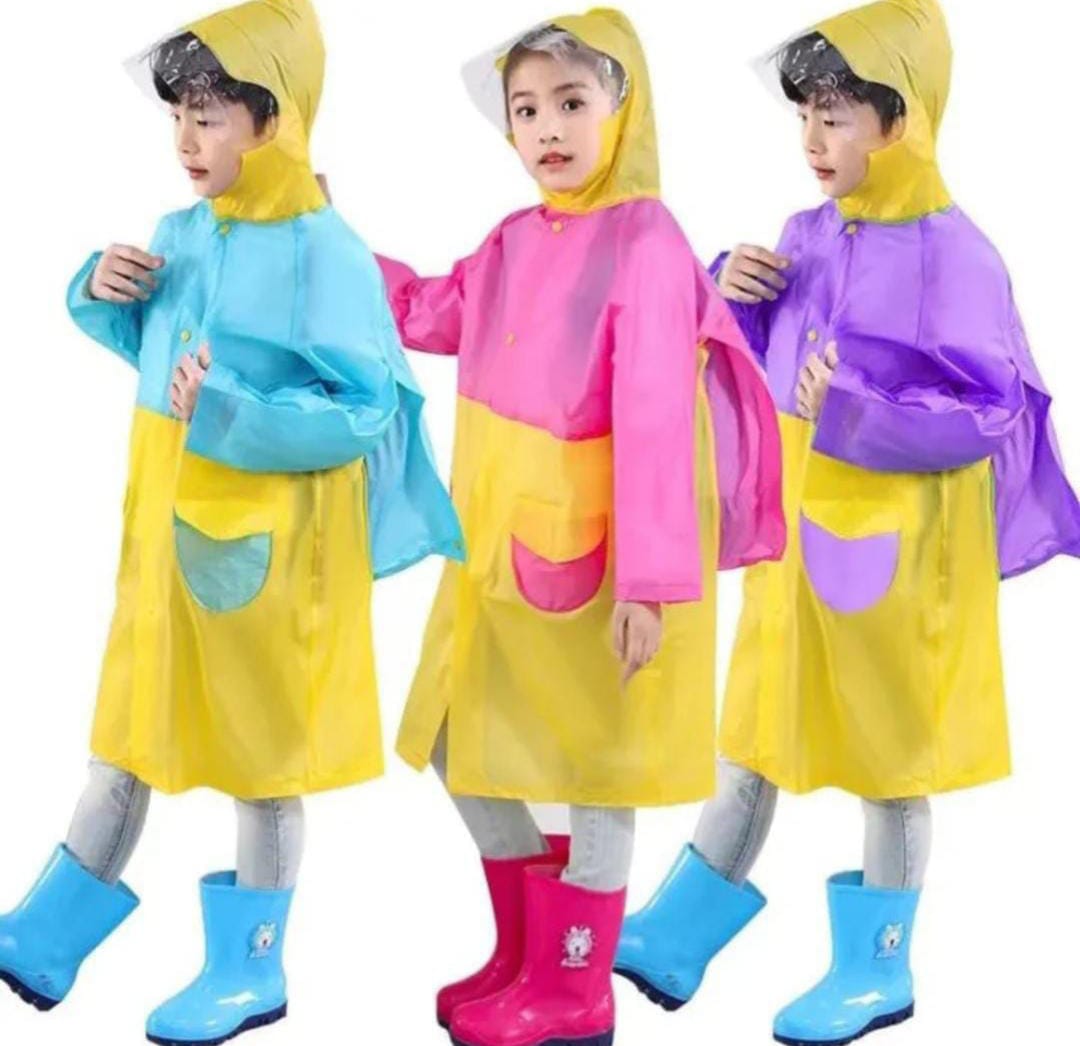 Fashion Kids Raincoat Waterproof Rain Poncho Clear Transparent Children ideal for 3 to 8 years