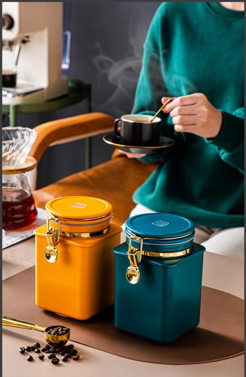 1PC Airtight Coffee Jar Storage with CO2 Valve | Container for Beans, Powder, Sugar, Flour & Nuts