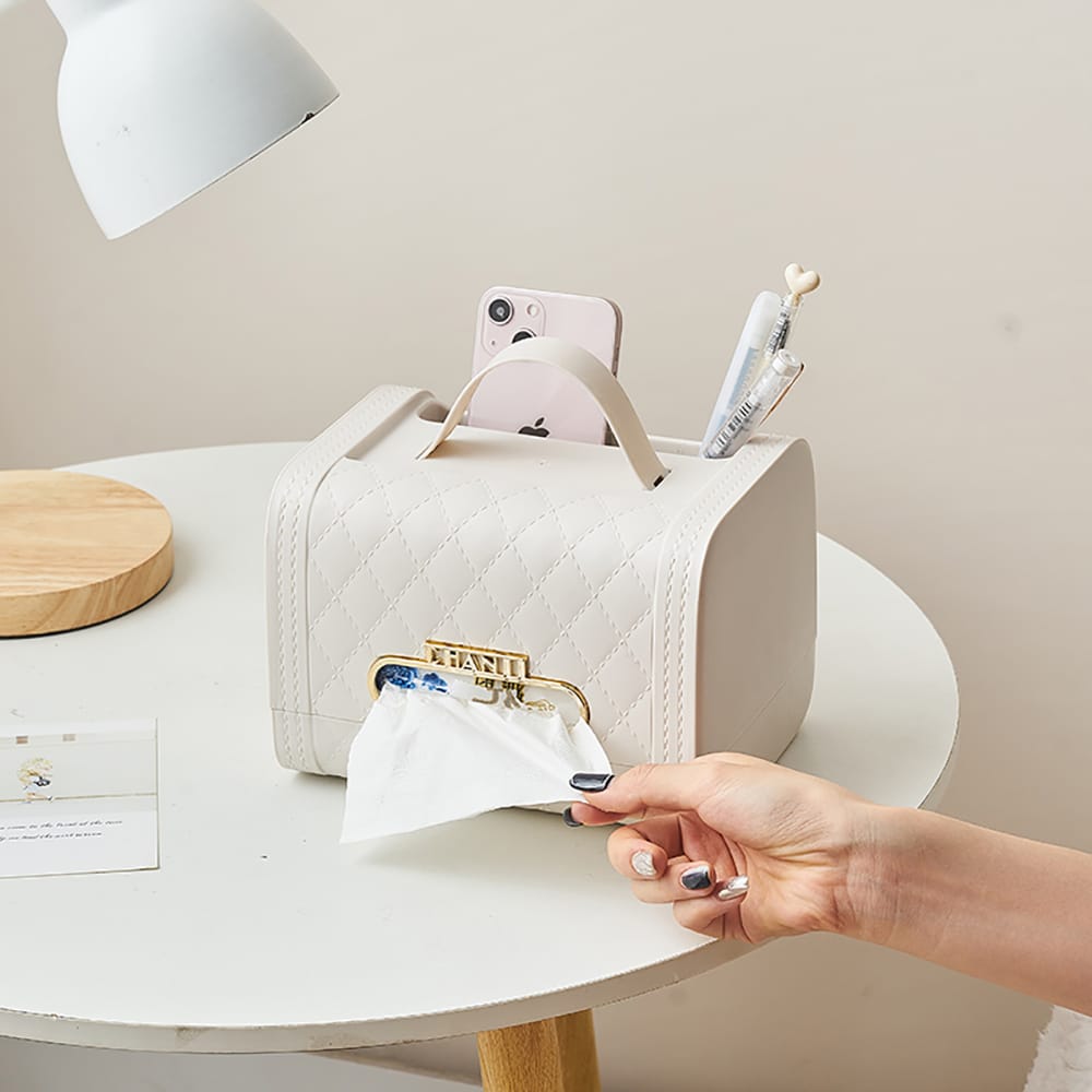 Fashion Desktop Tissue Box Cover Plastic Tissue Box Holder Rectangular Tissue Box Cover Tissue Case for Bathroom Refillable