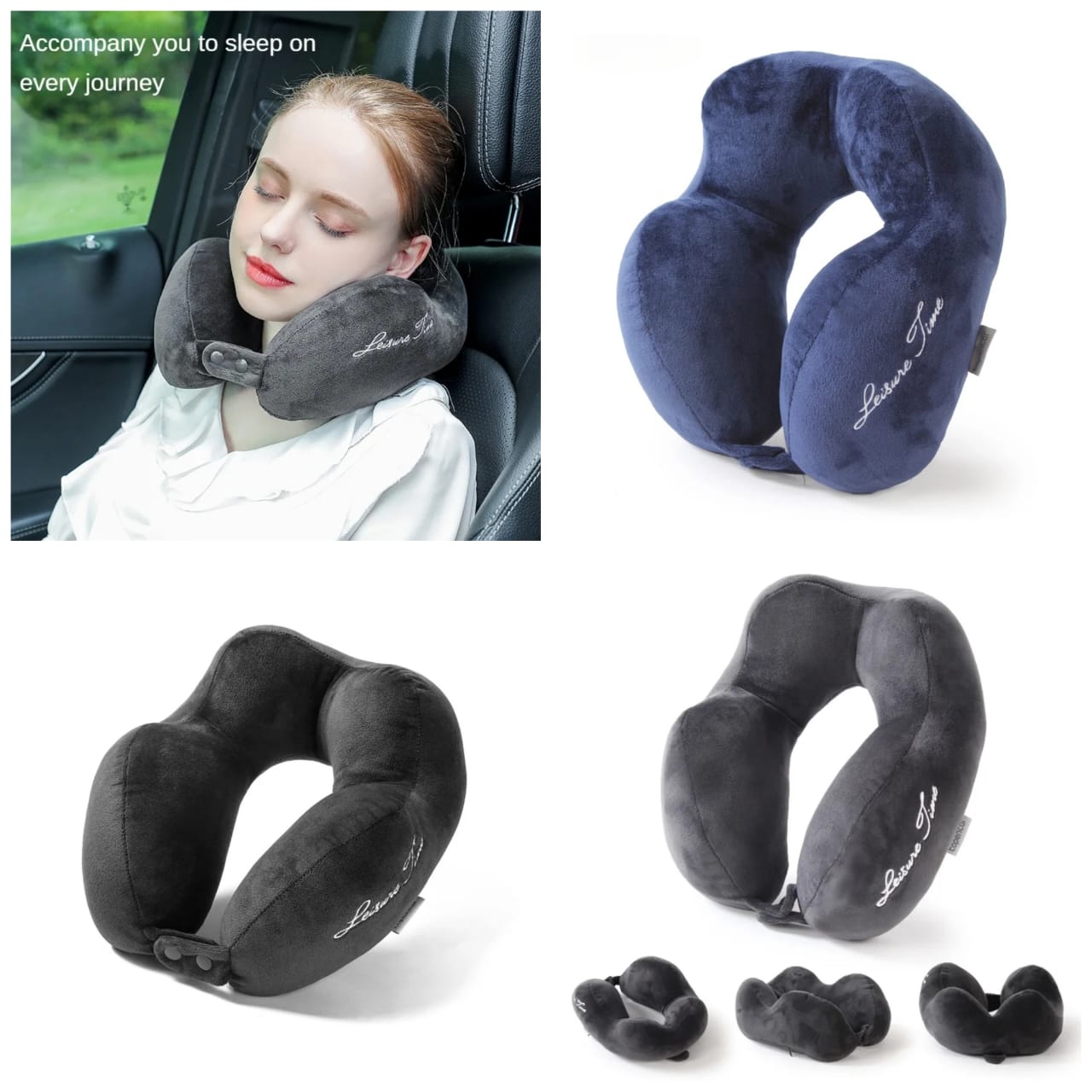 Luxury Memory Foam Travel Neck Pillow – Ultimate Comfort & Support for Long Journeys