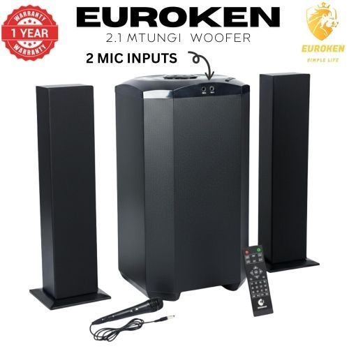 Euroken EK-607 Mtungi 2.1 CH Multimedia Speaker System - 20,000W, Bluetooth, 2 Tall Boy Speakers