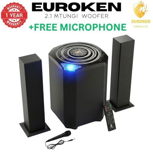 Euroken EK-607 Mtungi 2.1 CH Multimedia Speaker System - 20,000W, Bluetooth, 2 Tall Boy Speakers