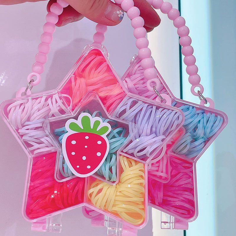 Hot selling candy colored hair loop, cute girl heart pink handbag disposable hair rope, personalized rubber bands for children's hair accessories, no harm to hair small rubber bands