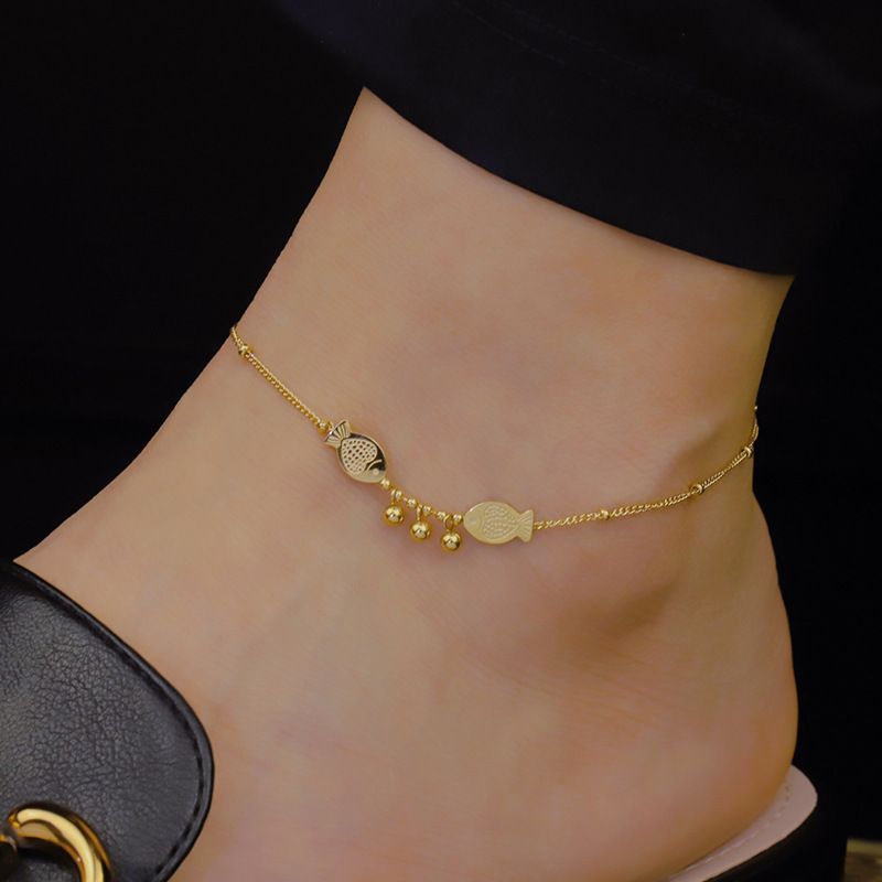 New [like a fish in water] anklets, Doudou titanium steel anklets for women, which are popular in sound shaking, with foreign style and temperament. Small crowd design jewelry, which can prevent sweat