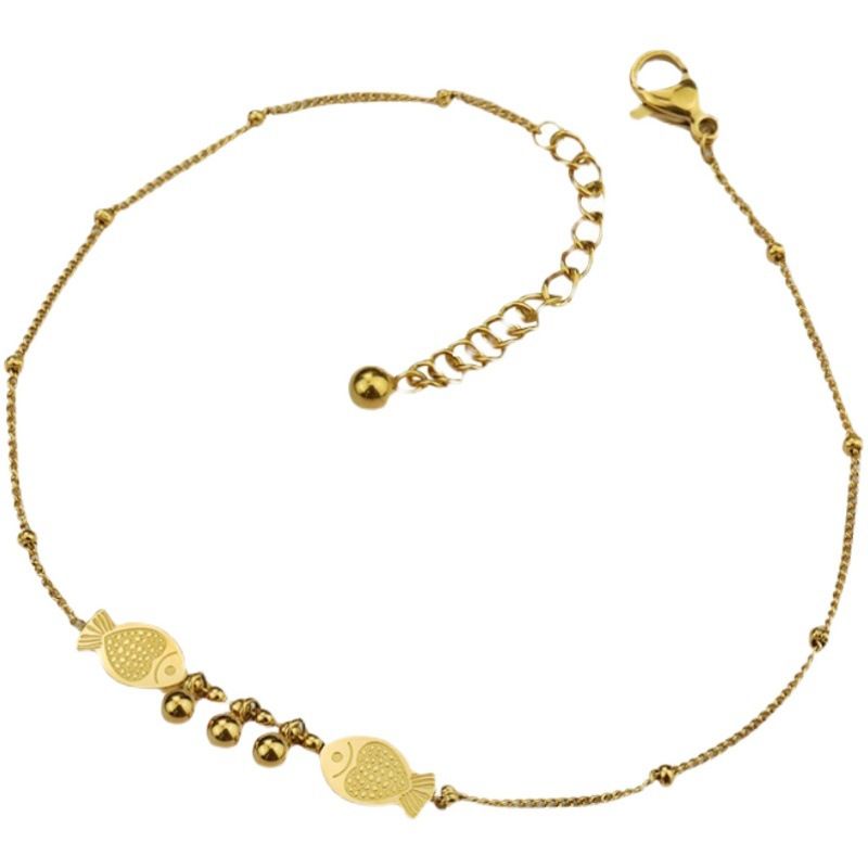 New [like a fish in water] anklets, Doudou titanium steel anklets for women, which are popular in sound shaking, with foreign style and temperament. Small crowd design jewelry, which can prevent sweat