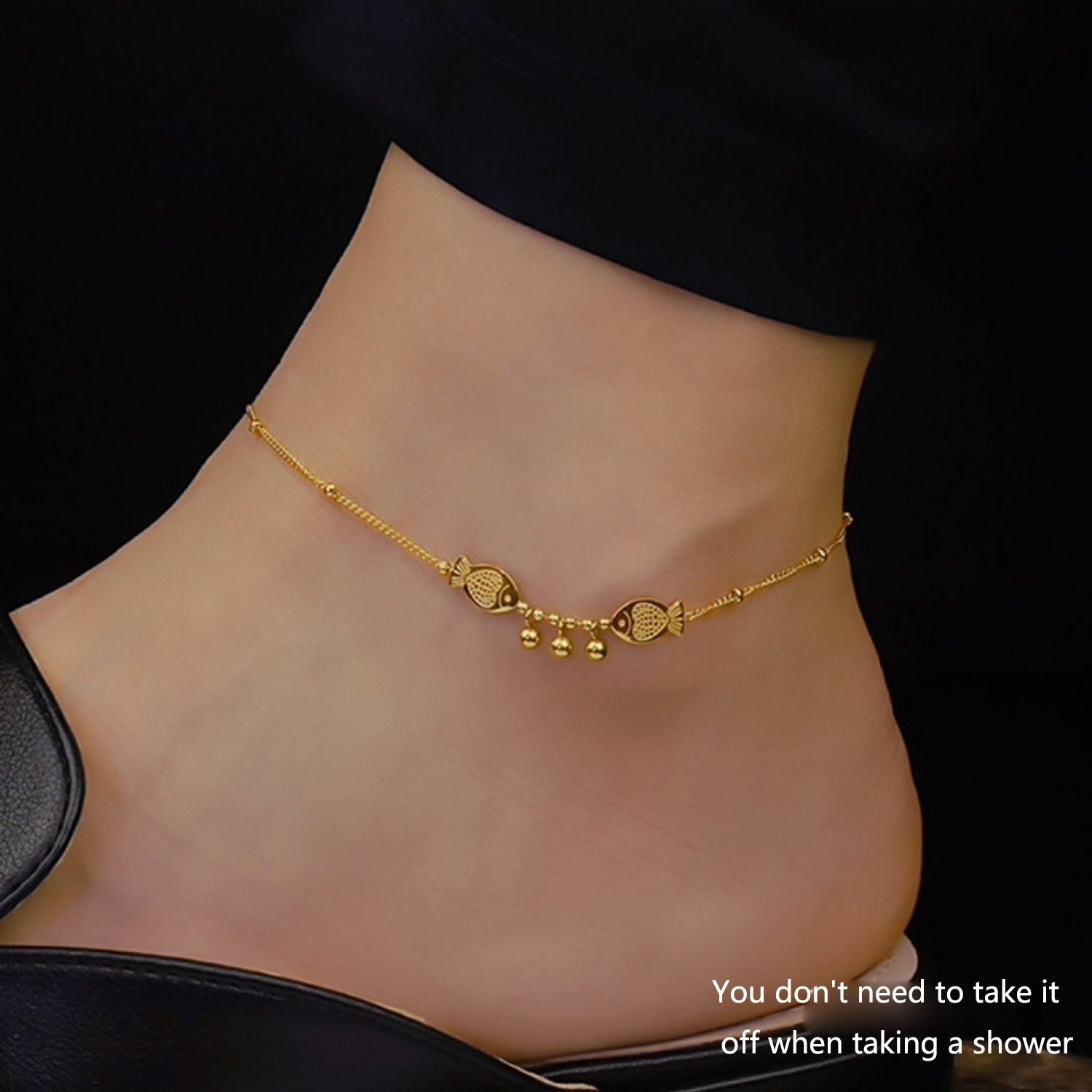 New [like a fish in water] anklets, Doudou titanium steel anklets for women, which are popular in sound shaking, with foreign style and temperament. Small crowd design jewelry, which can prevent sweat