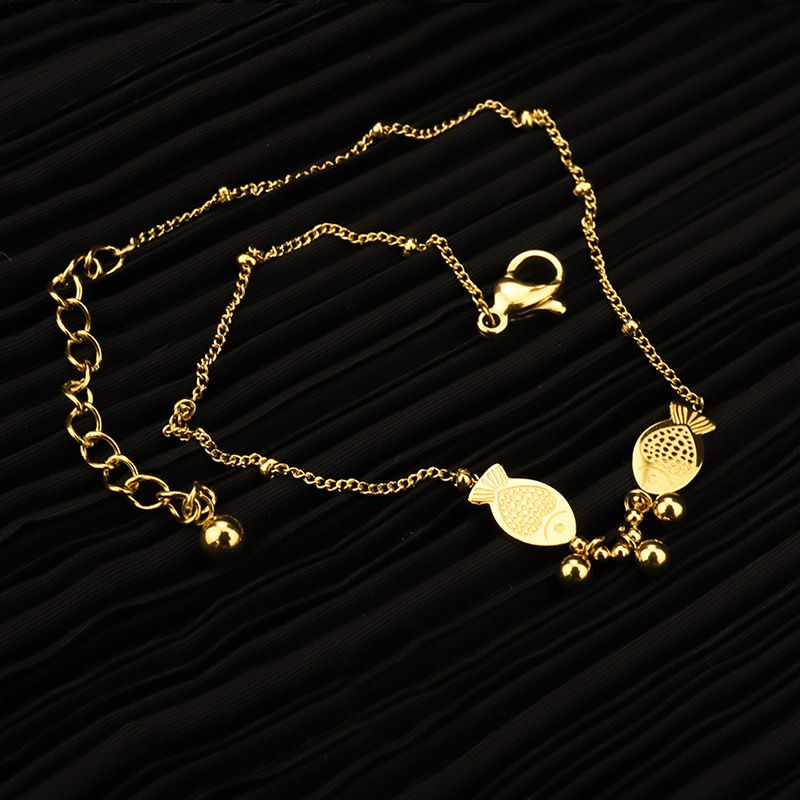 New [like a fish in water] anklets, Doudou titanium steel anklets for women, which are popular in sound shaking, with foreign style and temperament. Small crowd design jewelry, which can prevent sweat