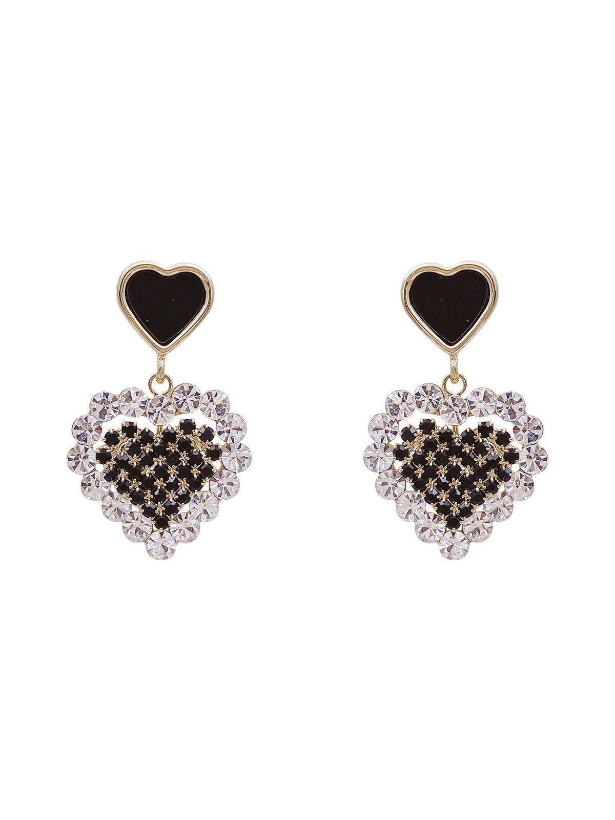 New S925 silver needle oil dripping diamond studded earrings, heart-shaped earrings, Korean style versatile design earrings, stylish and versatile earrings for women, simple and atmospheric