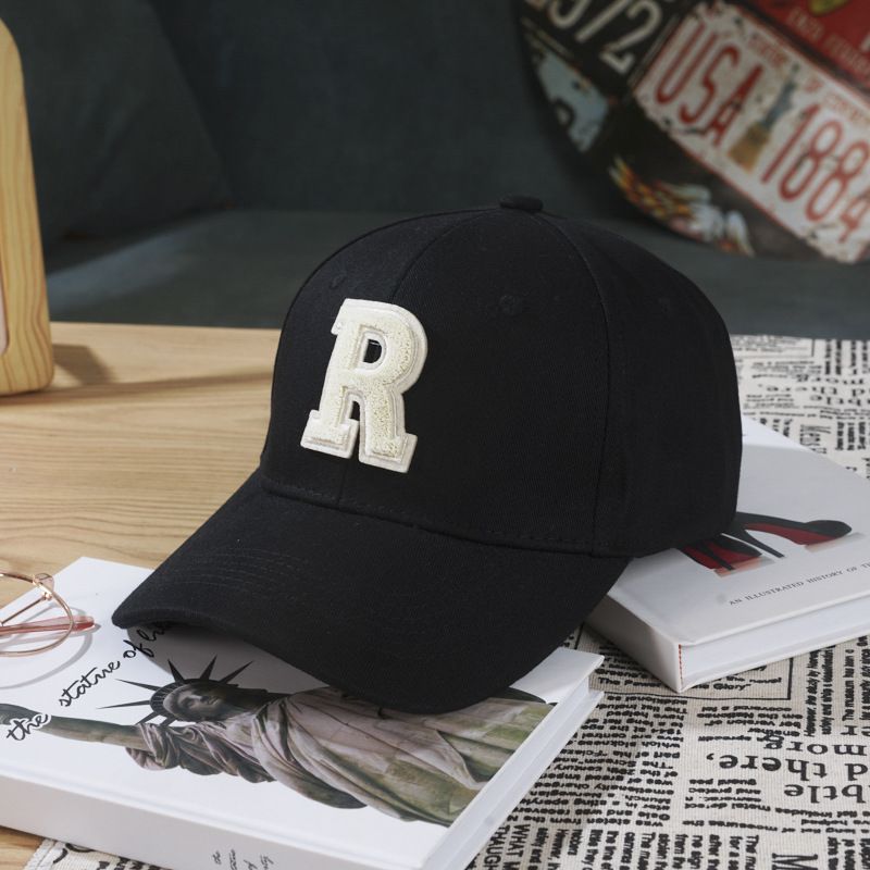 Spring and summer hot hat for women, letter labeled hardtop baseball cap, Korean version versatile casual couple duckbill cap, sun protection, simple and atmospheric, fashionable and versatile