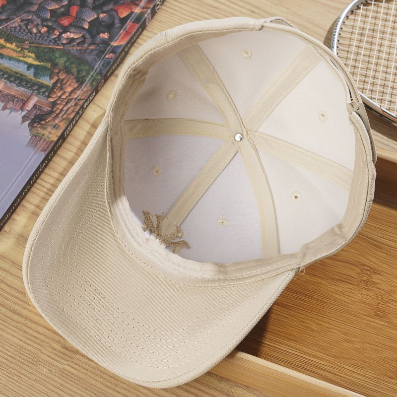 Summer new hat for women, deep top letter embroidered baseball cap, Korean style trendy breathable hard top sunshade and sun protection duckbill cap, popular solid color, simple and atmospheric