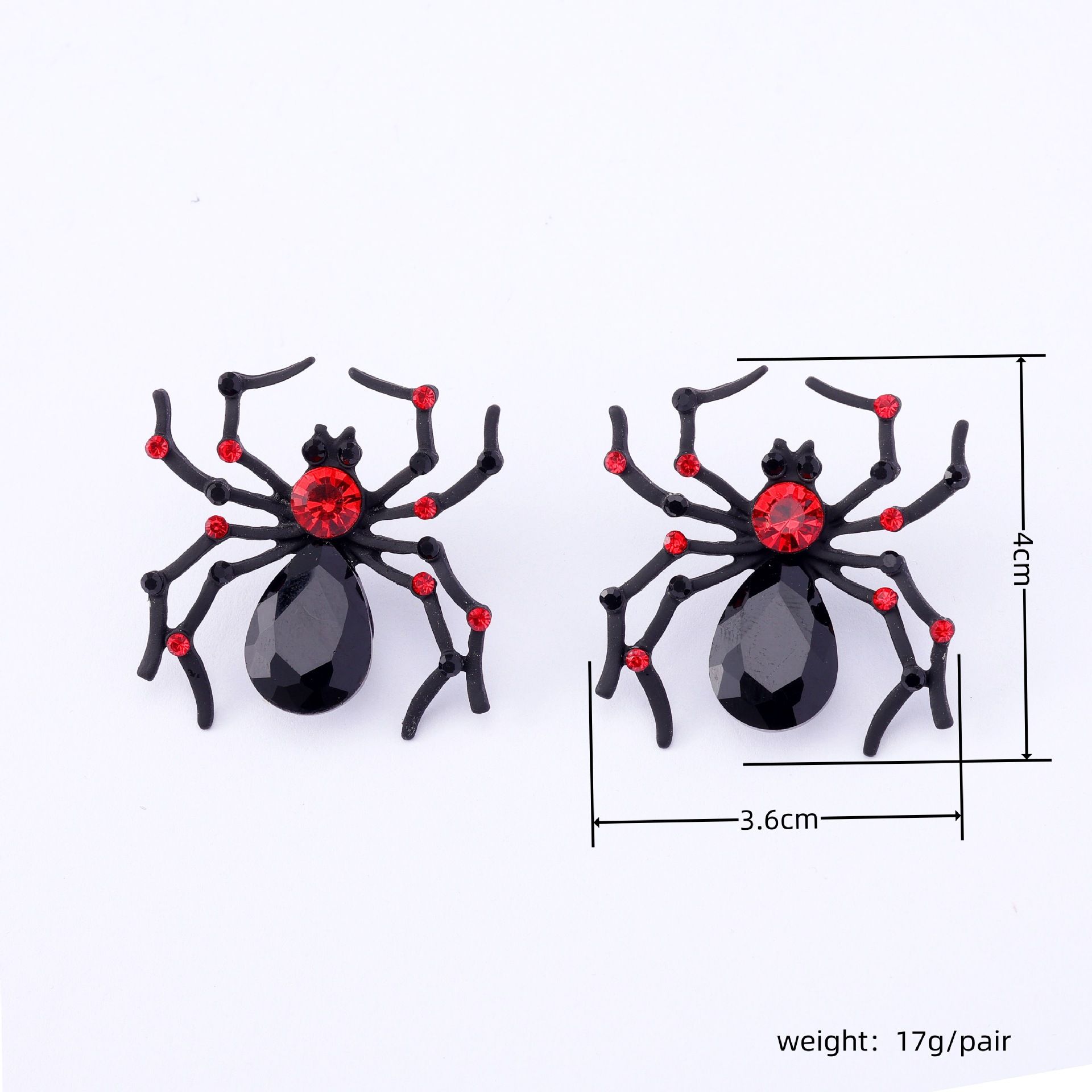 Halloween hot black spider earrings, personality dark animal earrings, exaggerated temperament funny earrings for women