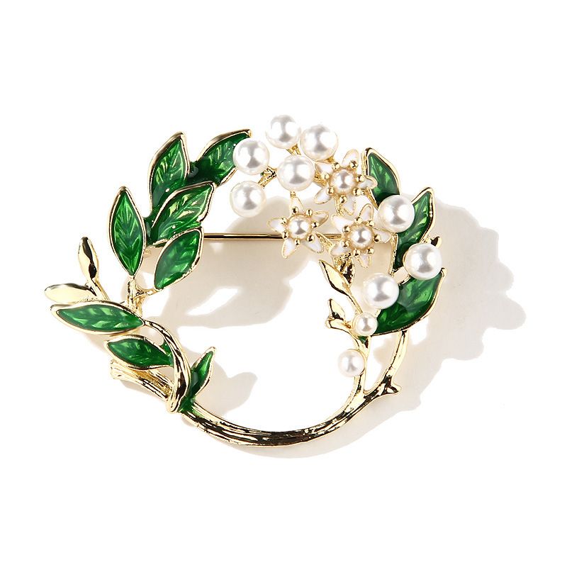 New Korean style fashion simple brooch, oil dripping enamel alloy gardenia pin for women, simple temperament pin accessories, pearl brooch suit decoration, Tiktok - popular