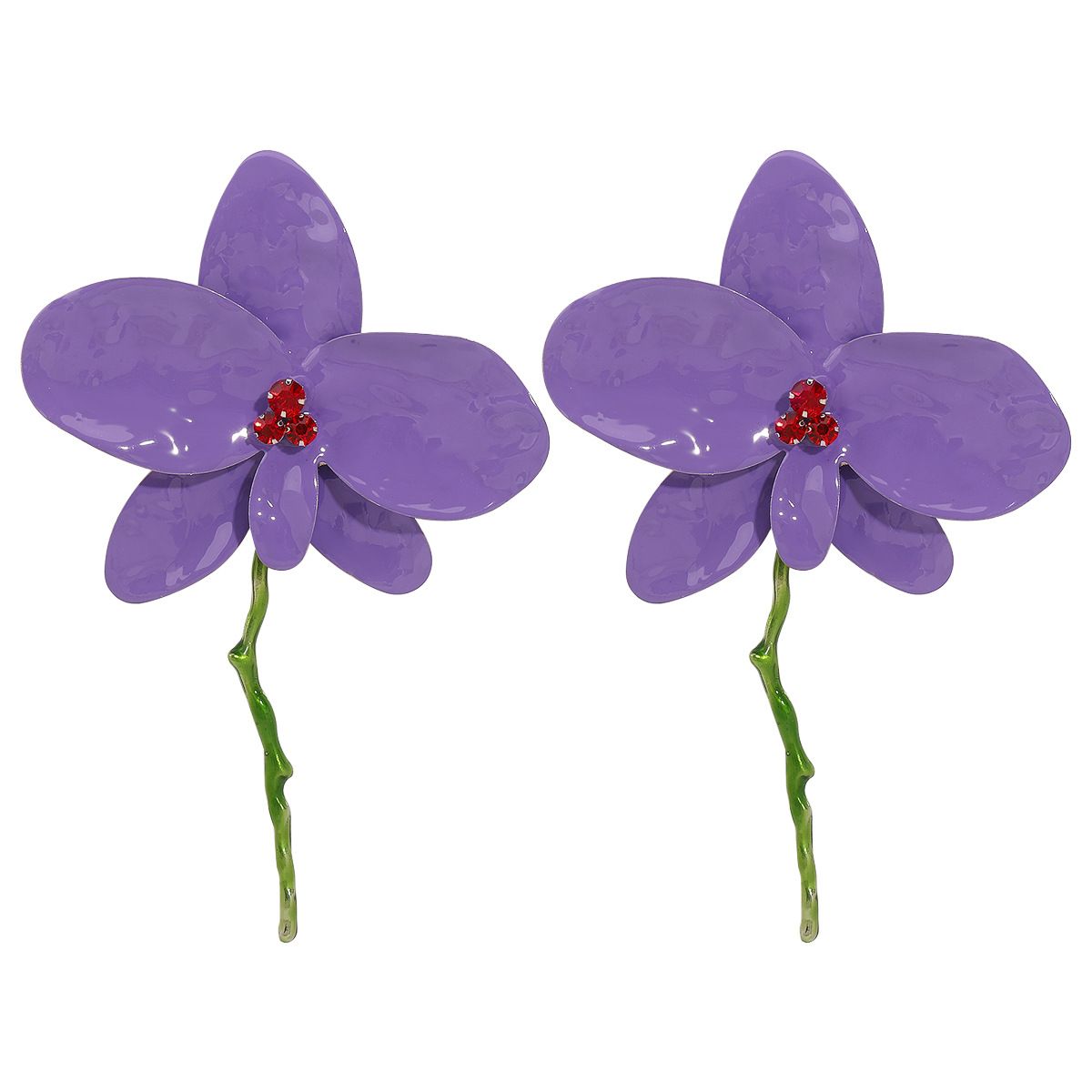 European and American fashion vacation style enamel petal earrings ZA exaggerated dripping oil metal large flower earrings for women