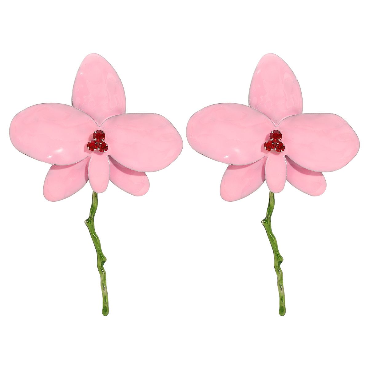 European and American fashion vacation style enamel petal earrings ZA exaggerated dripping oil metal large flower earrings for women