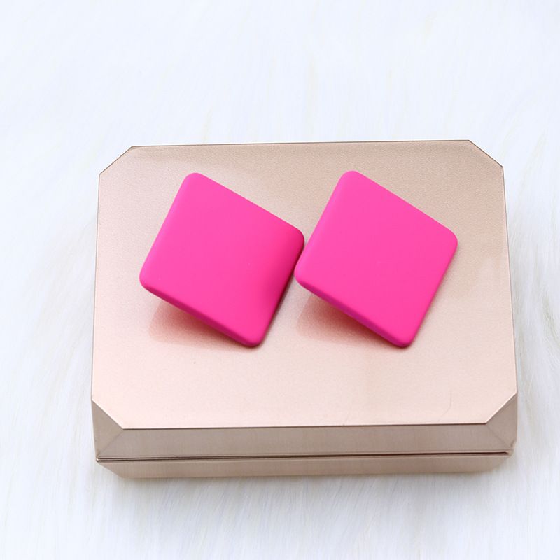 New 20 color square spray painted earrings with simple and fashionable acrylic personalized candy colored earrings for women