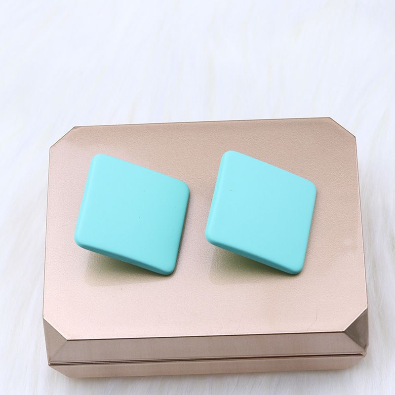New 20 color square spray painted earrings with simple and fashionable acrylic personalized candy colored earrings for women