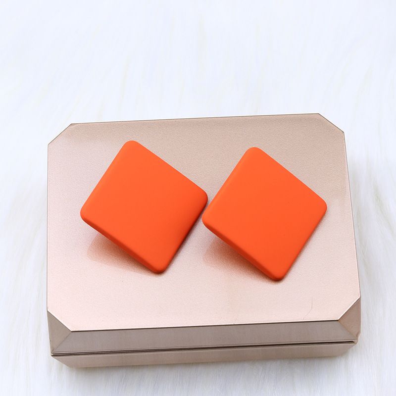 New 20 color square spray painted earrings with simple and fashionable acrylic personalized candy colored earrings for women