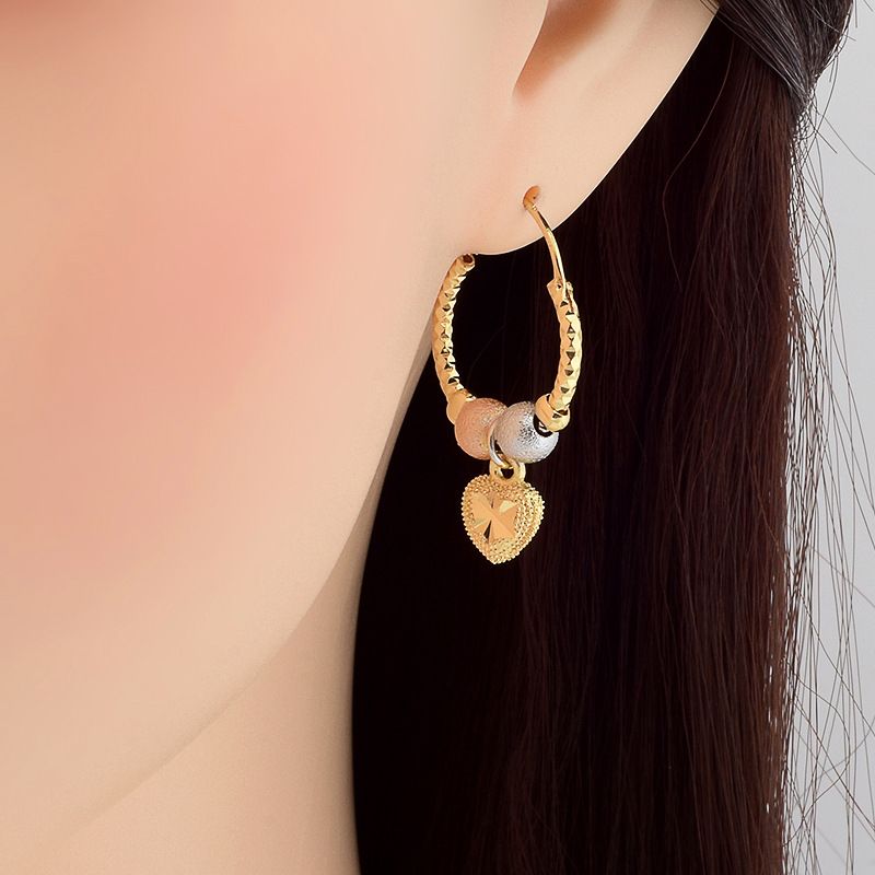 European and American cross-border fashion trend new sweet candy colored heart pendant earrings simple multi-color drip oil small earrings