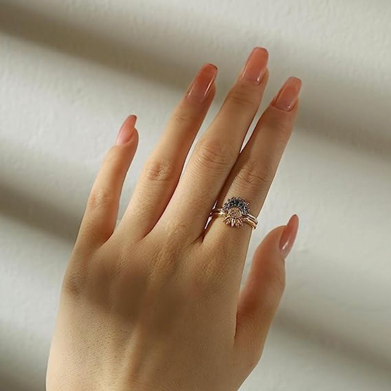 Cross border New Sun Moon Stackable Celestial Couple Ring Sun Moon Same Radiance Friendship Promise Women's Ring