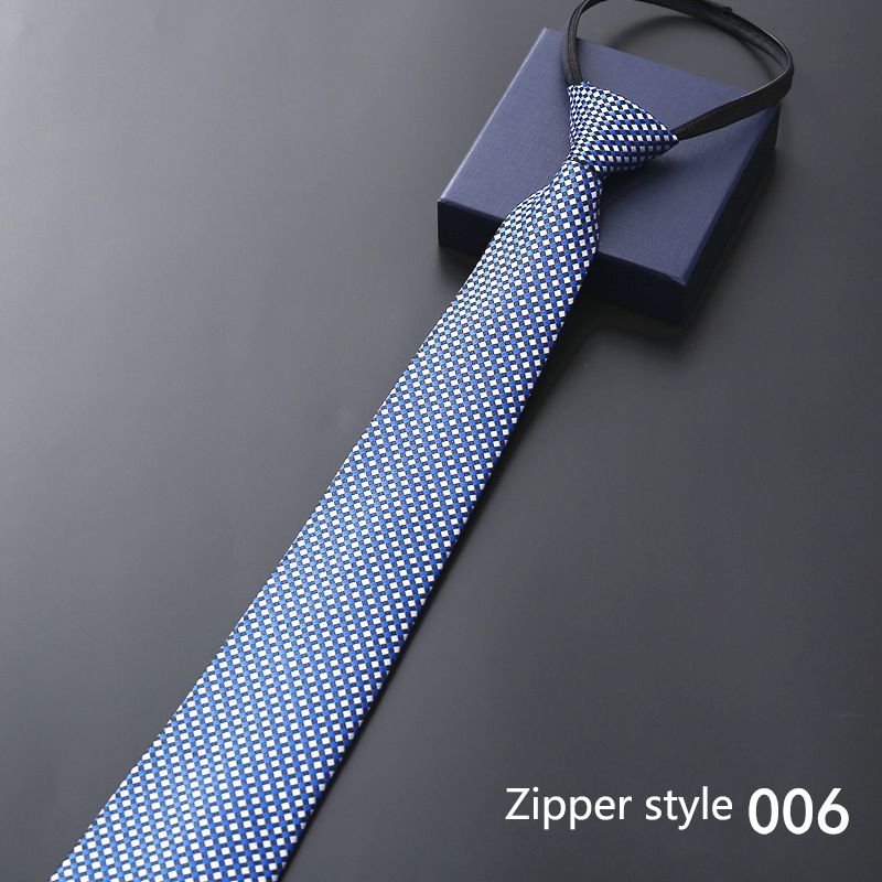 New men's business formal zipper tie, groom's wedding blue striped tie, Korean version black lazy tie, convenient and easy to wear, fashionable and casual office administrative knot free tie