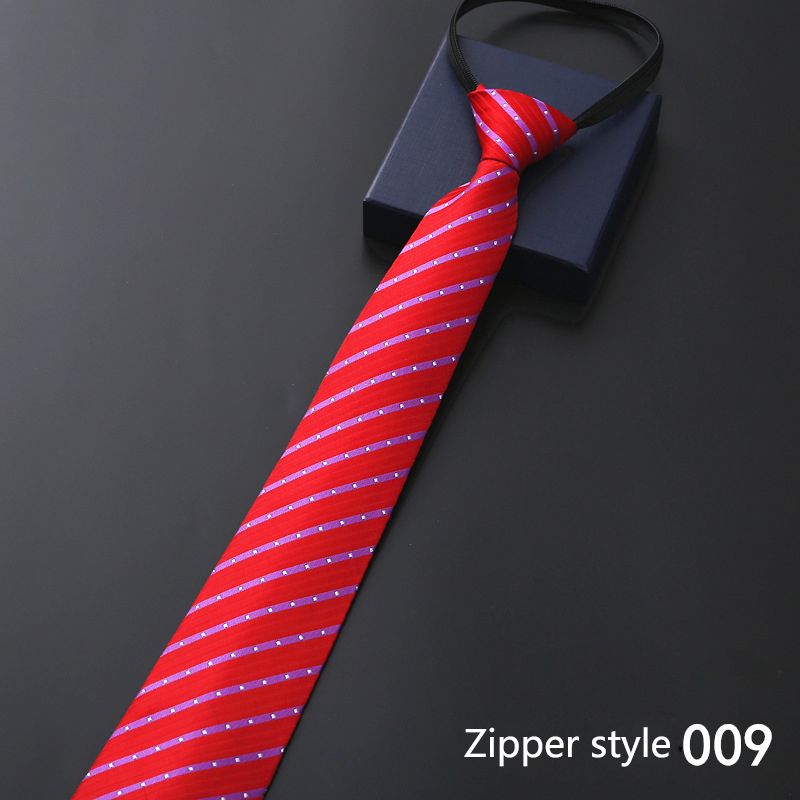 New men's business formal zipper tie, groom's wedding blue striped tie, Korean version black lazy tie, convenient and easy to wear, fashionable and casual office administrative knot free tie