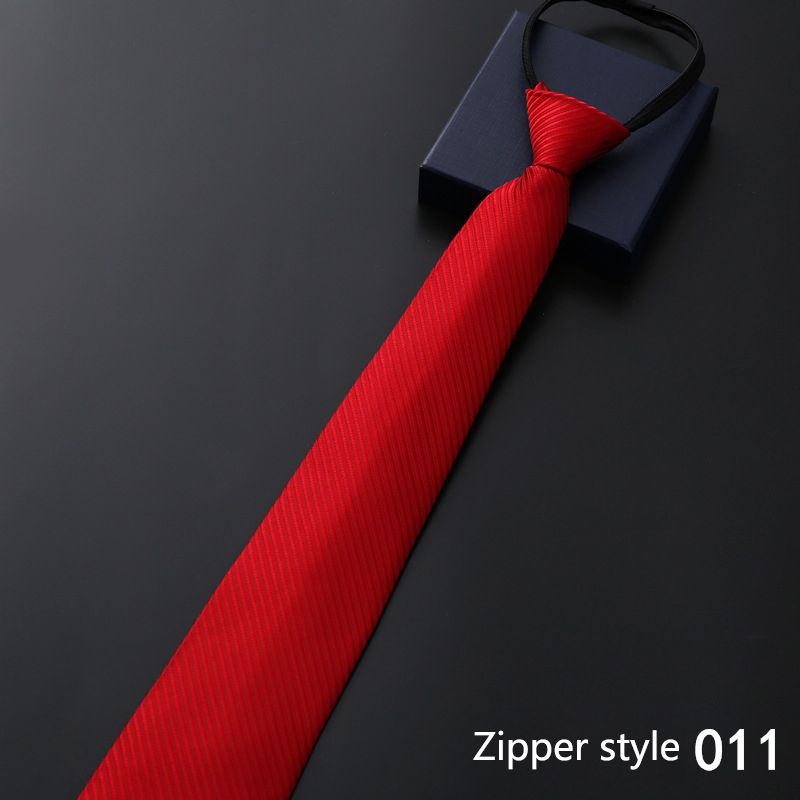 New men's business formal zipper tie, groom's wedding blue striped tie, Korean version black lazy tie, convenient and easy to wear, fashionable and casual office administrative knot free tie