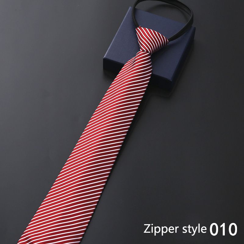 New men's business formal zipper tie, groom's wedding blue striped tie, Korean version black lazy tie, convenient and easy to wear, fashionable and casual office administrative knot free tie