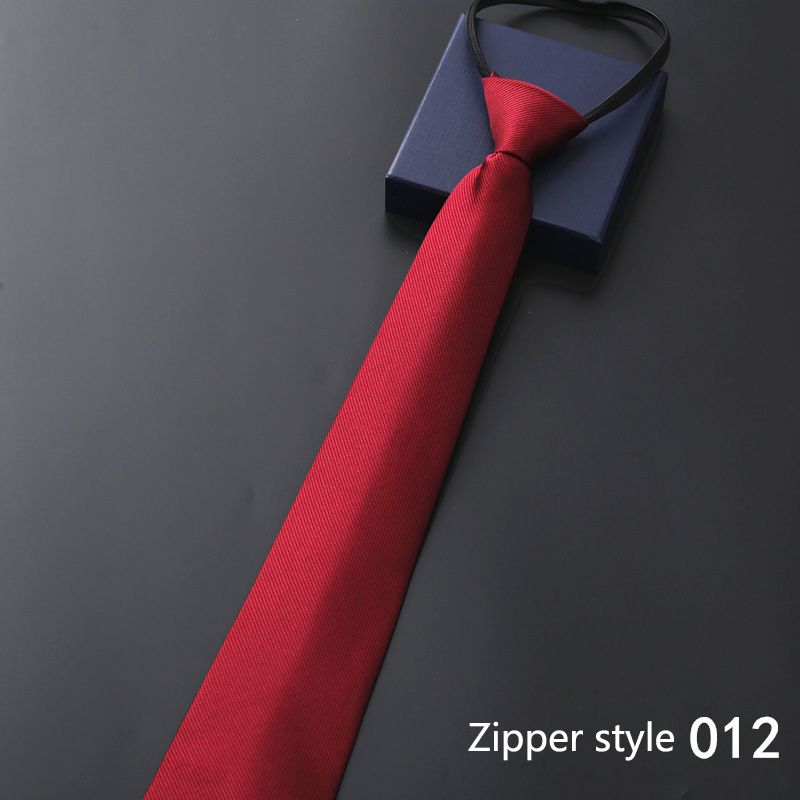 New men's business formal zipper tie, groom's wedding blue striped tie, Korean version black lazy tie, convenient and easy to wear, fashionable and casual office administrative knot free tie