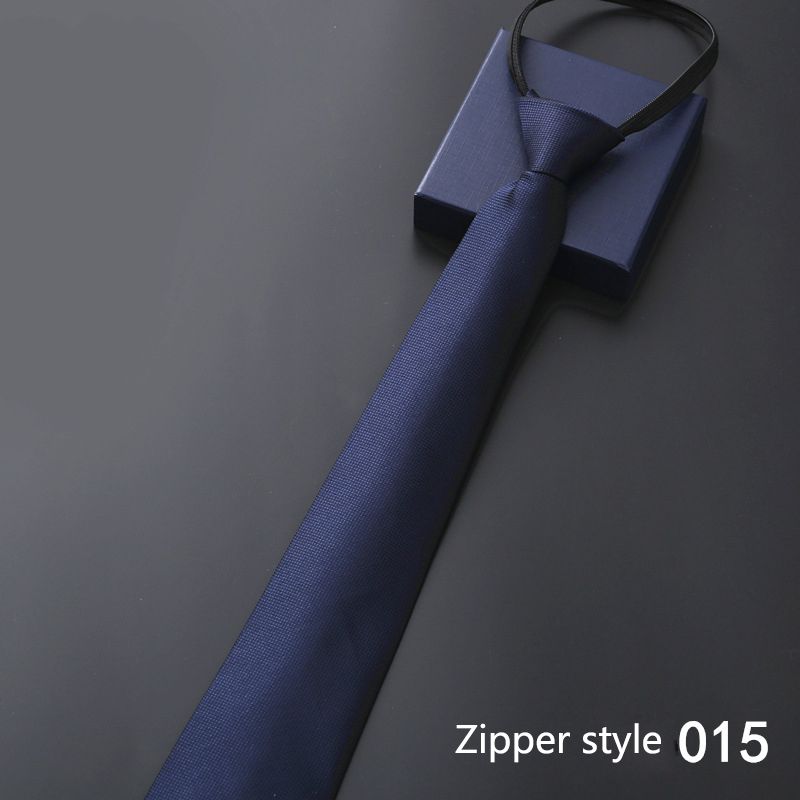New men's business formal zipper tie, groom's wedding blue striped tie, Korean version black lazy tie, convenient and easy to wear, fashionable and casual office administrative knot free tie